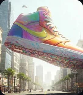 Colorful sneaker product close-up ad template