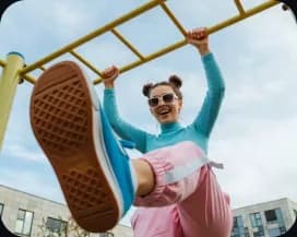 Outdoor workout creator on monkey bars ad template