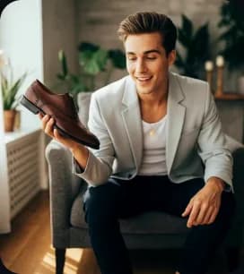 Fashion creator showcasing leather shoe ad template