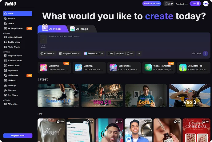 VidAU Inspiration dashboard preview with trending ad templates